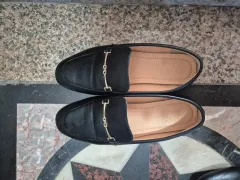 黒色 ゴールド装飾 ローファー (240)