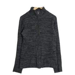 MOSSIMO グレー ジップアップ カーディガン L ハーフネック ジップアップ ニットカーディガン