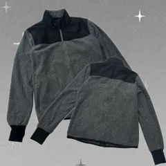 日本ヴィンテージ UNIQLO Y2K グレー POLICE ジップアップ ブラック ピンター フリースジャケット