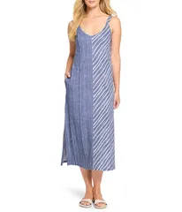 ニックプラスゾーイ レディース トップス ワンピース Vネック NICZOE Mixed Strip Vneck Tank Dress Indigo Multi インディゴ