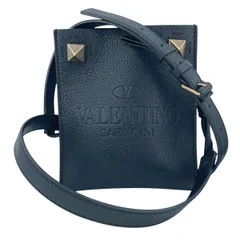 【中古】 VALENTINO ヴァレンティノ ロックスタッズ ミニポーチ 黒 ブラック GP金具 レザー ショルダーバッグ レディース 26006090 HOのサムネイル