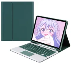 新品 Moogukadan 適用 2025 iPad 11(A16)第11世代/2022 第10世代 10.9インチ用のキーボードケース タッチパッド搭載 分式 Bluetoothキーボードペン収納 可愛い 軽量 薄型 お洒落 人気，深緑