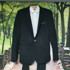 黒 ブラック スーツ ジャケットL+スラックス 28 セット 出品