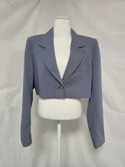 新品) ZARA ザラ クロップド ブルー ブレーザー ジャケット レディース95 1127