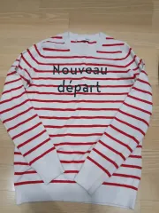 AIG レッド ストライプ 長袖 ニットTシャツ 66