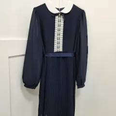 140 日本 女の子 ヴィンテージ カラ プリーツ ONE PIECE