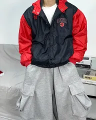 ナイキ 00s オールドスクール レッド ブラック ビックロゴ アウター M