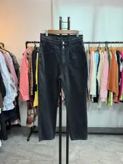 ハイウエスト ダブルボタン デニム