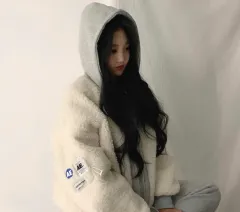 シープスキン ボア バイカラー アウター フード