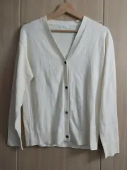 アイボリー Vネック キッズカーディガン