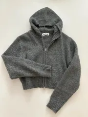 マーベリング モヘア ニット フードジップアップ (グレー)