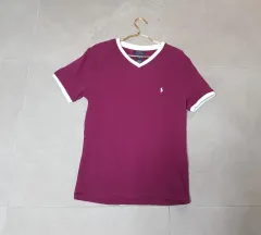 ポロラルフローレン Vネック Tシャツ ワイン色 66 日本ヴィンテージ 森ガール 姫ギャル ロリ