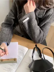 ヘリンボーン ロング コート グレー