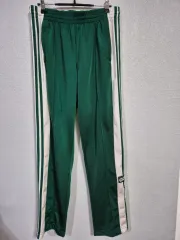 アディダス グリーン 3本線 ボタン ジャージ ワイド スラックス M