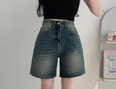 デニムハーフパンツ 4部