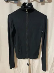 ザラ ブラック ゴージ ジップアップ ニット カーディガン