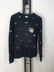 KENZO ケンゾー スウェット パリ タイガー アイ オール オーバー マルチロゴ ブラック s