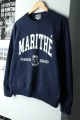 W(S) マリテフランソワジルボー スウェット Tシャツ ビックロゴ ネイビー-15EDA