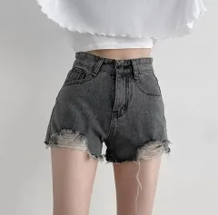 レッドプラム ハイウエスト ショートパンツ ハーフパンツ ブラックデニム S