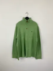ポロ ラルフローレン グリーン ハーフジップアップ ニット セーター L