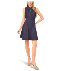 セセ レディース トップス ワンピース ノースリーブ CeCe Sleeveless Fit Flare Collared Dress Classic Navy ネイビー