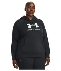 アンダーアーマー レディース アウター パーカー・スウェット プラスサイズ ロゴ フリース Under Armour Plus Size Rival Fleece Logo Hoodie BlackWhite ホワイト