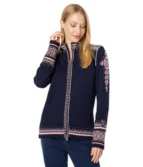 ダールオブノルウェイ レディース アウター ニット・セーター ミニ ジャケット Dale of Norway 140th Anniversary Feminine Jacket NavyRed Rosのサムネイル