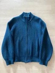 ウールニットジップアップ ジャケット ブルー FREE