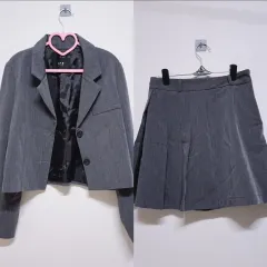 グレー クロップド ジャケット セット