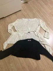 ニットボレロカーディガン 白/ブラック