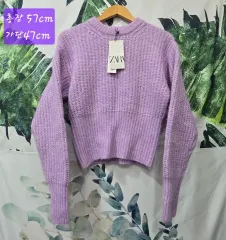 ザラ パープル クロップド ファー ニット セーター