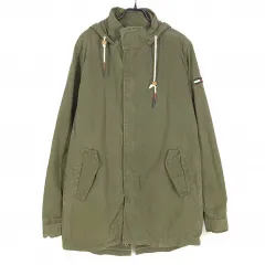 トミーヒルフィガー デニム レディース フード固定 アームパッチ マウンテンパーカー カーキ 95 (HU29154)