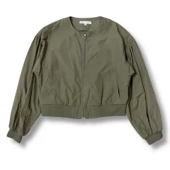 グローバルワーク カーキ セミクロップド ポリ コットン ジャケット M