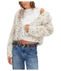 フリーピープル レディース アウター コート ジャケット Free People Louder Please Hooded Faux Fur Jacket Snow Leopard アニマル