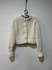 アイボリー クロップド ファー ジャケット S