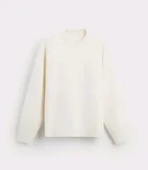 M) ザラ コットン ブレンド テクスチャー ニット セーター アイボリー 4696 410