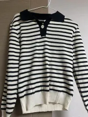 ABFZ ストライプ カラーネック ニット free