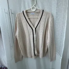 アイボリー 長袖 ニットカーディガン Free!
