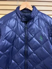 ポロゴルフ メンズ ネイビー ダックダウンジャケット キルティングジップアップアウター L