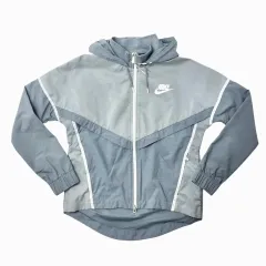 中古 NIKE ナイキ レディース フードジップアップ ウィンドブレーカー グレー L