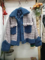 ツイード ブルー ファー POINT ジャケット