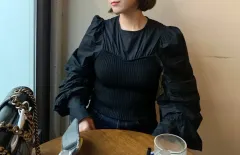 ザラ ブラック パフ ニット ビスチェ ブラウス