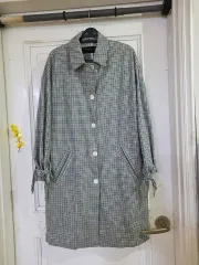 春 秋 コットン ザラ チェック トレンチコート 状態良好 バスト54 M