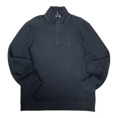 (即納) Tommy Hilfiger ネイビー ハーフジップ ロングスリーブ