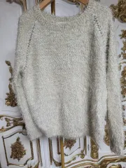 GGPX アイボリー ファーヤーン ニット プルオーバー