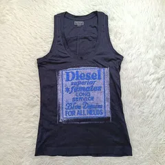 DIESEL ディーゼル タンクトップ S ブラック 黒 ロゴ ノースリーブ  Y2K レディースのサムネイル