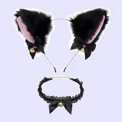 ふわふわ 仮装 黒猫 小物 リボンかわいい猫耳 耳コスプレかわいい髪飾 鈴付き ヘッドバンド 2点セット イベント 猫耳カチューシャ 学園祭 [ALLVD] ハロウィン
