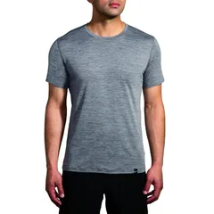 ブルックス メンズ トップス シャツ Brooks Luxe Short Sleeve Heather Charcoa ヘザーのサムネイル