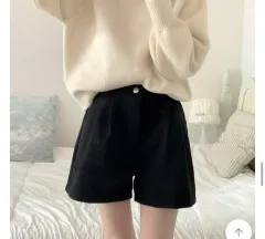 新品コーデュロイハーフパンツ ブラック レディース