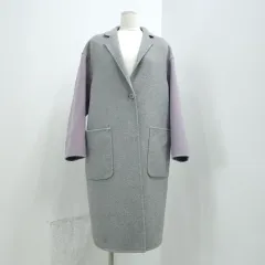 ウール グレー 三色カラー バイカラー オーバーサイズ ロングコート 日本 ヴィンテージ